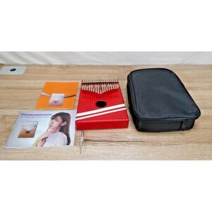 Slint Kalimba 17 Key Thumb Piano Red Wood Portable Musical Instrument W Case